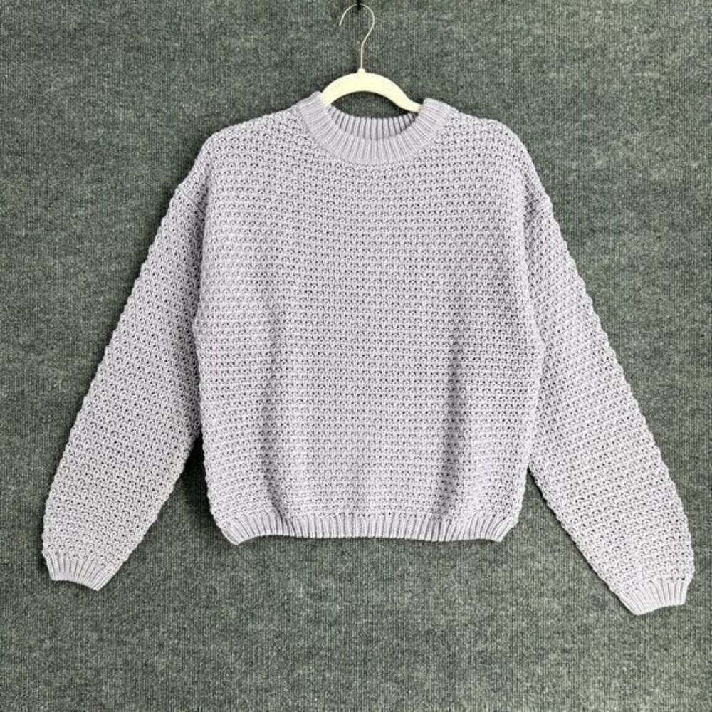 Universal Thread Womens Textured Knit Sweater Pullover Size S Lavender Cropped